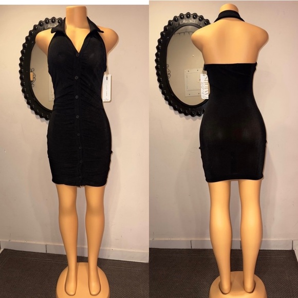 NWT BLACK  BACKLESS WITH BUTTONS IN FRONT DRESS HALTER TANK SIZE M, L (30 - Picture 1 of 5